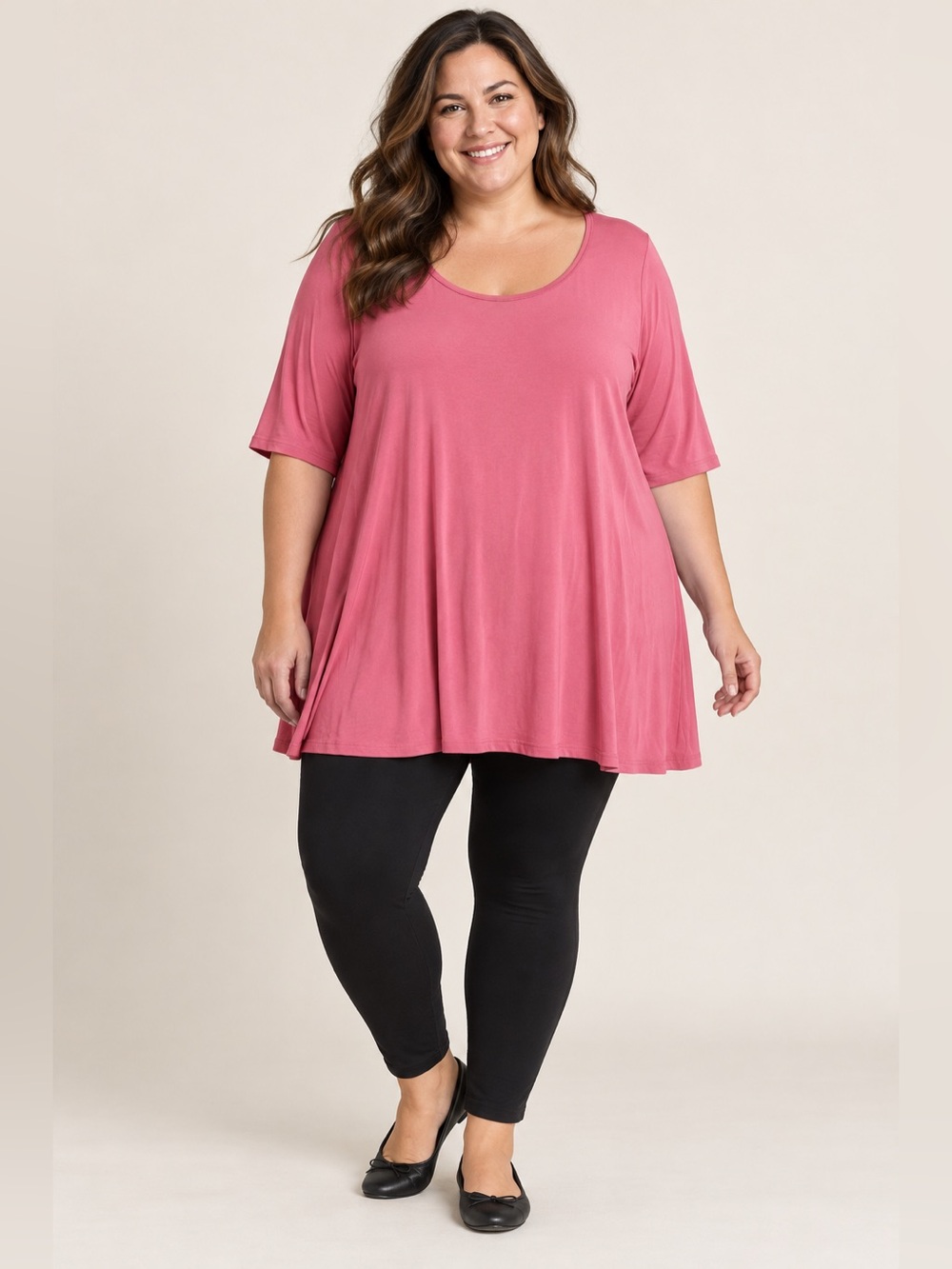 Eileen Fisher Woman 2X Coral Pink Viscose Jersey Swing Tunic Top